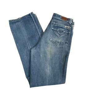 Vintage 70s Retro Zeppelin FLARE Blue Jeans Womens Size 30 X 33 Boho High Rise